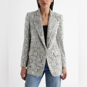 Express Sequin One Button Boyfriend Blazer size L
